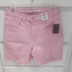 Celebrity Pink High Rise PINK Relaxed Fit Bermuda 7" Denim Shorts 5/27